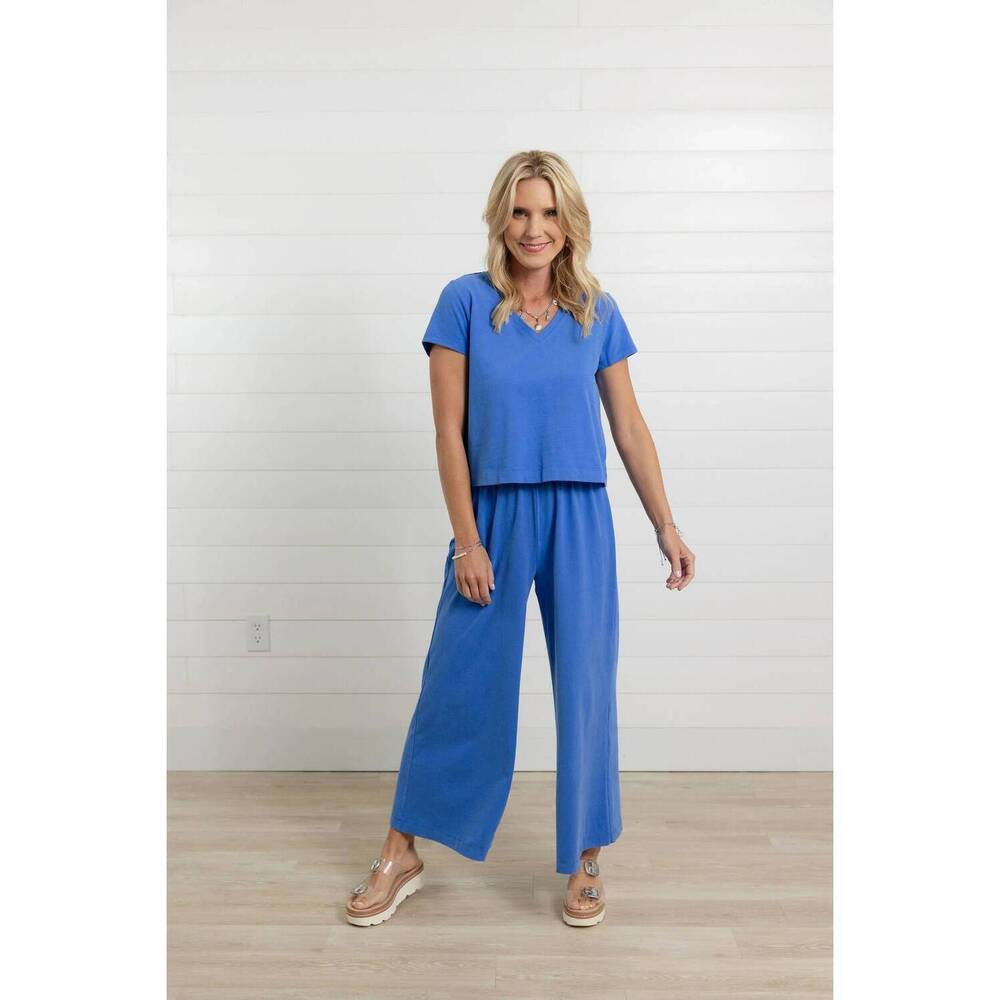 NEW MAC & ME cozy wide leg pull-on lounge pant in blue
